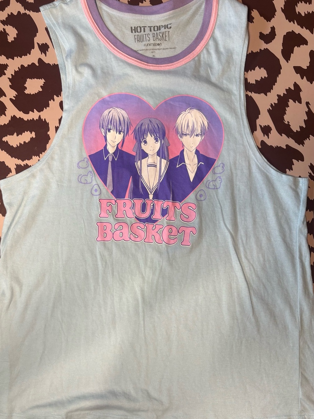 Hot Topic Fruits Basket Light Blue Graphic Tank Top - Girls